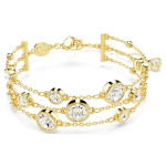 Imber wide bracelet Round cut, White, Gold-tone plated