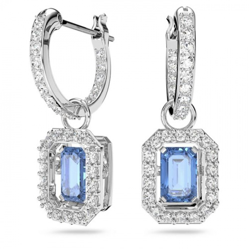 Millenia earrings, Octagon cut Swarovski Zirconia, Blue
