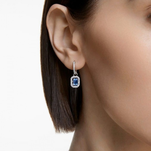 Millenia earrings, Octagon cut Swarovski Zirconia, Blue