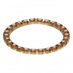 Millenia necklace, Square cut crystals, Yellow, Gold-tone