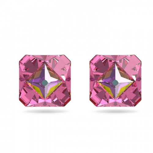 Chroma stud earrings, Pyramid cut crystals, Pink, Gold