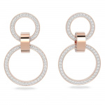 Hollow hoop earrings, White, Rose-gold tone plated