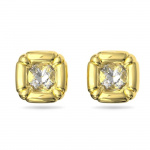 Dulcis stud earrings, Cushion cut crystals, Yellow, Gold