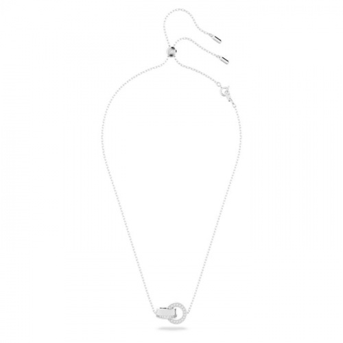 Hollow pendant, Small, White, Rhodium plated