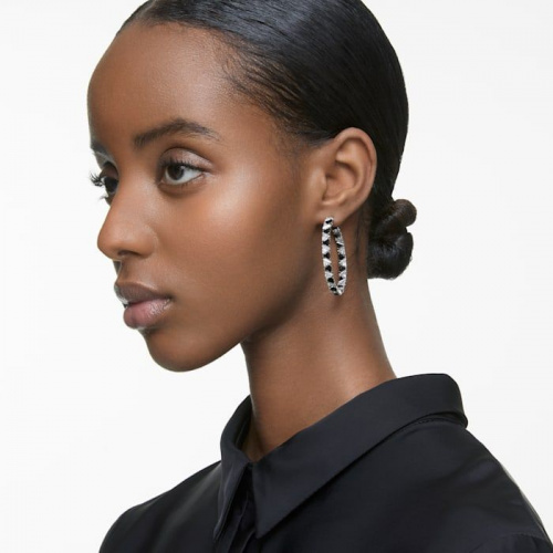 Millenia hoop earrings, Triangle Swarovski Zirconia, Black
