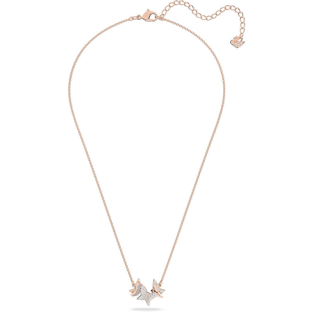 Lilia necklace, Butterfly, White, Rosegold tone plated Royal House