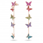 Lilia drop earrings, Butterfly, Long, Multicolored, Rose-gold