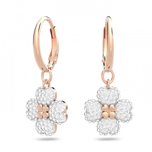 Latisha Hoop Earrings, Flower, White, Rose-Gold