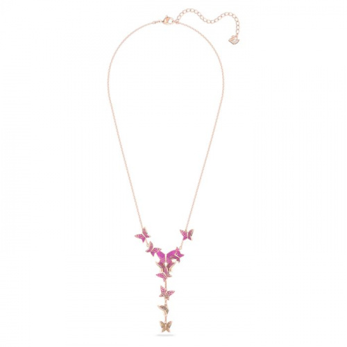 Lilia Y necklace, Butterfly, Rose-gold tone plated
