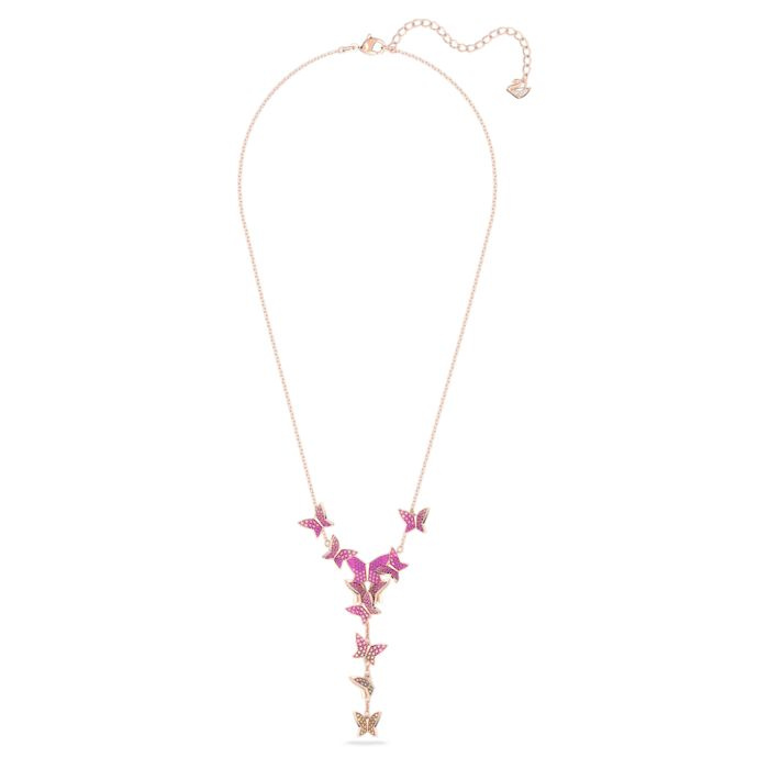 Lilia Y necklace, Butterfly, Rose-gold tone plated
