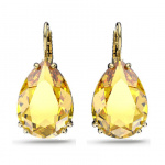 Millenia drop earrings, Pear cut, Yellow, Gold-tone plated