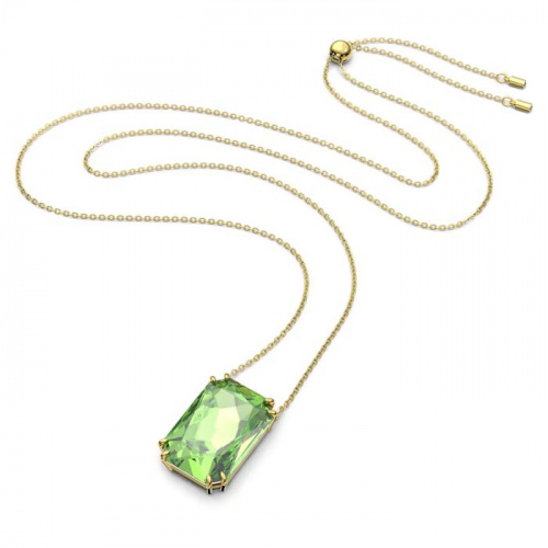 Millenia pendant, Octagon cut, Green, Gold-tone plated