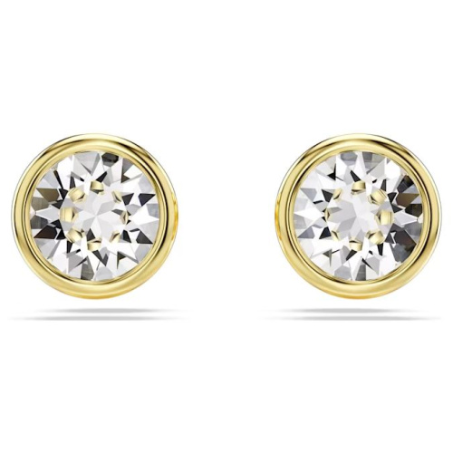 Imber stud earrings Round cut, White, Gold-tone plated
