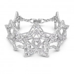 Stella bracelet, Star, White, Rhodium plated