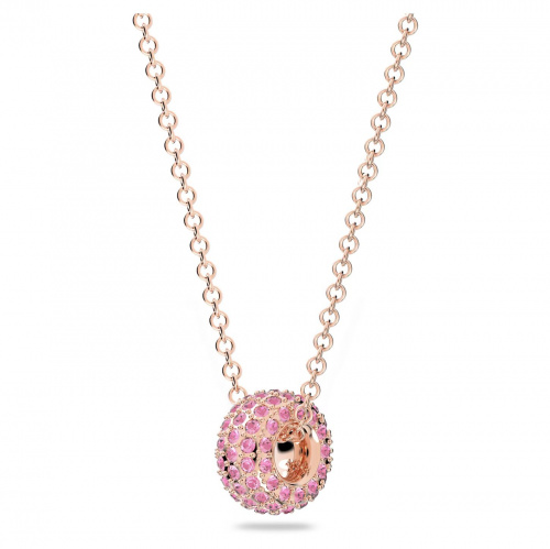 Stone pendant, Pink, Rose gold-tone plated