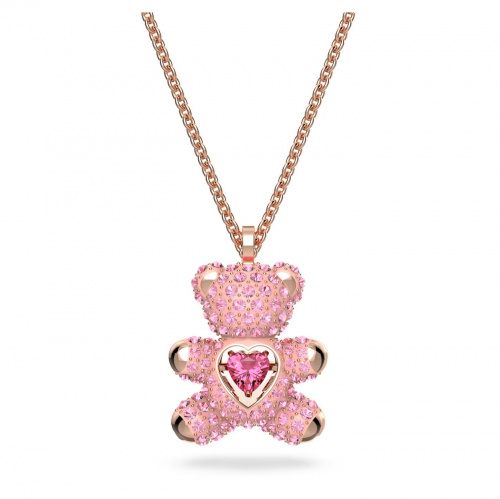 Teddy pendant, Pink, Rose gold-tone plated
