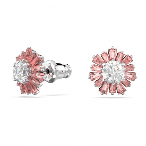 Sunshine stud earrings, Pink, Rhodium plated