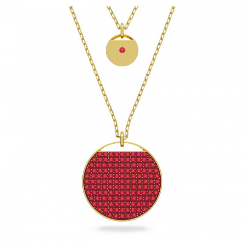 Ginger layered pendant, Red, Gold-tone plated
