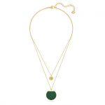 Ginger layered pendant, Green, Gold-tone plated