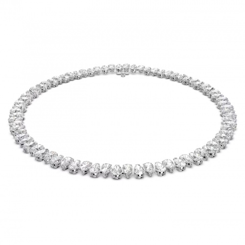 Millenia necklace, Pear cut, White, Rhodium plated