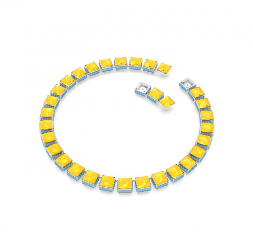 Orbita necklace, Square cut, Multicolored, Rhodium plated