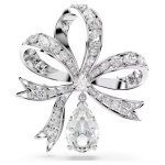 Hyperbola brooch Bow, White, Rhodium plated