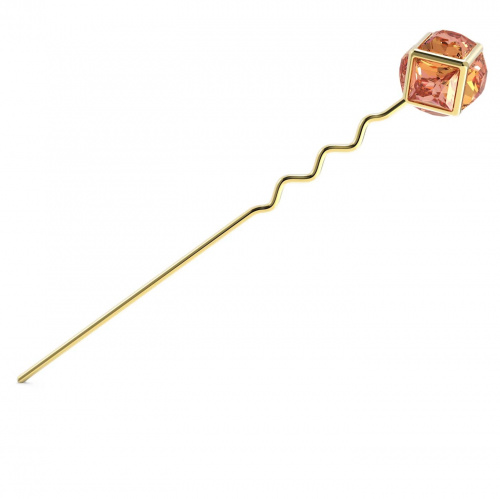 Hair pin, Pink, Gold-tone plated