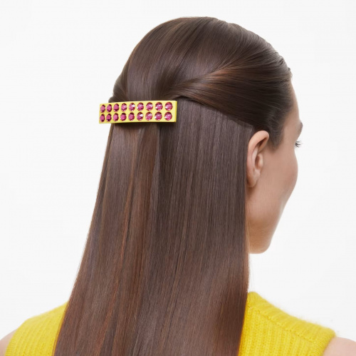 Hair clip, Pink, Gold-tone plated