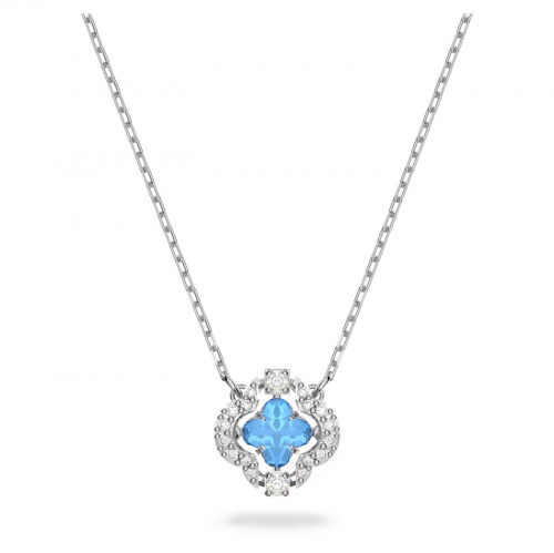 Swarovski Sparkling Dance necklace, Blue, Rhodium plated