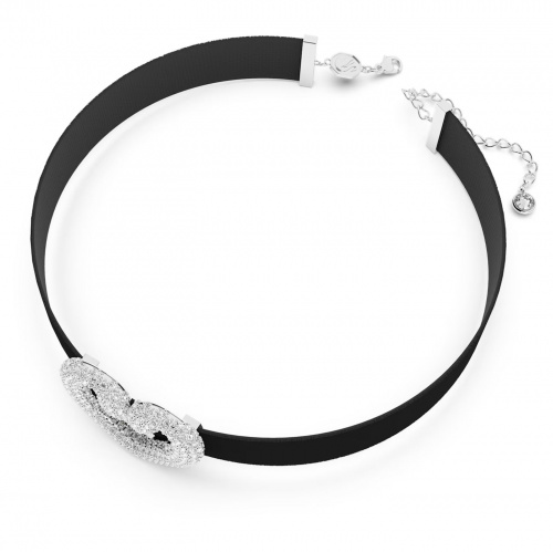 Una Choker, Heart, White, Rhodium plated