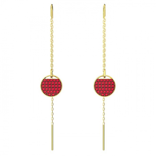Ginger drop earrings Red, Gold-tone plated