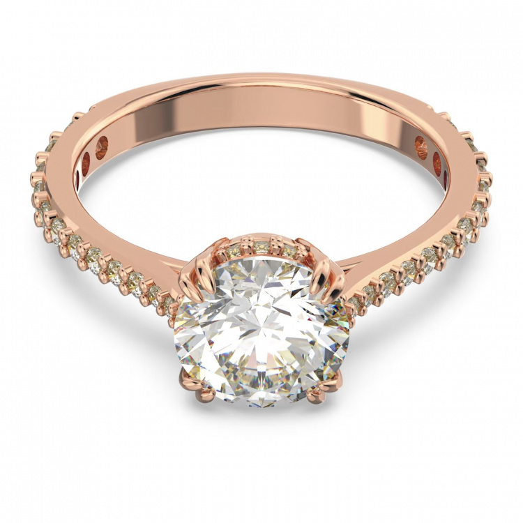 Constella cocktail ring, Princess cut, Pavé, White, Rose gold