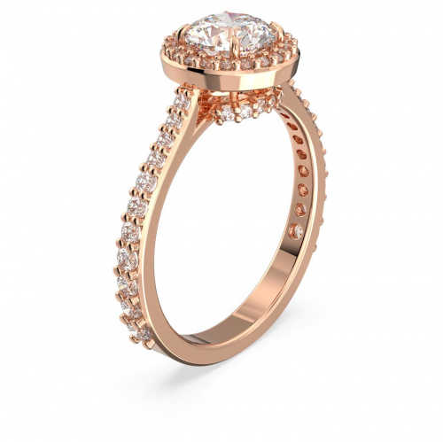 Constella cocktail ring, Round cut, Pavé, White, Rose gold