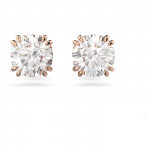 Constella stud earrings, Round cut, White, Rose gold-tone