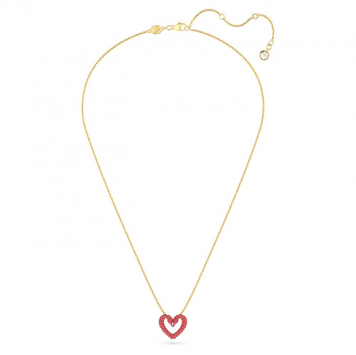 Una pendant, Heart, Extra small, Red, Gold-tone plated