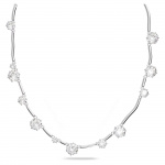 Constella necklace, Mixed round cuts, White, Rhodium plated
