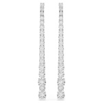 Matrix drop earrings Gradient of round cuts, White, Rhodium plated