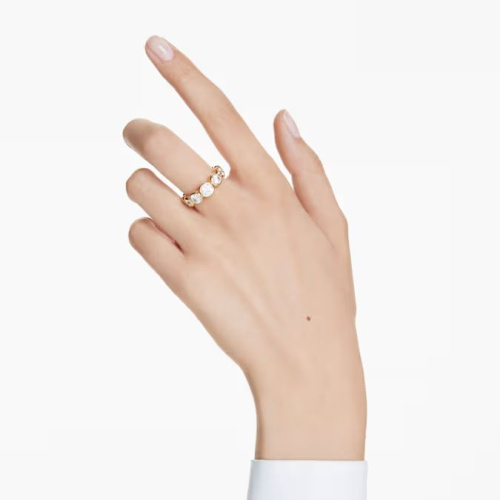 Imber ring Mixed round cuts, White, Gold-tone plated