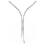 Matrix Y necklace Round cut, White, Rhodium plated