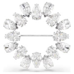 Matrix brooch Pear cut, White, Rhodium plated