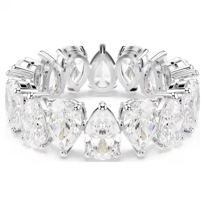 Matrix Vittore ring Pear cut, White, Silver-tone finish