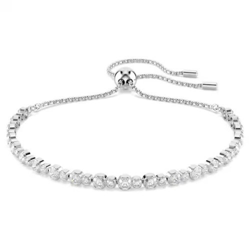 Matrix Tennis bracelet Mixed round cuts, White, Rhodium plated