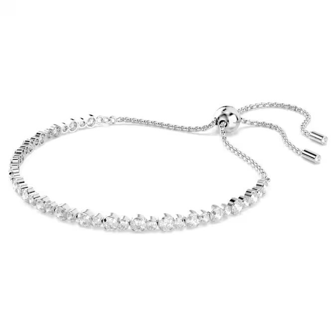 Matrix Tennis bracelet Mixed round cuts, White, Rhodium plated