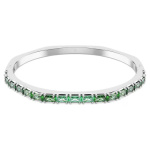 Matrix bangle Baguette cut, Green, Rhodium plated