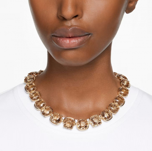 Harmonia choker, Cushion cut, Gold tone, Gold-tone plated
