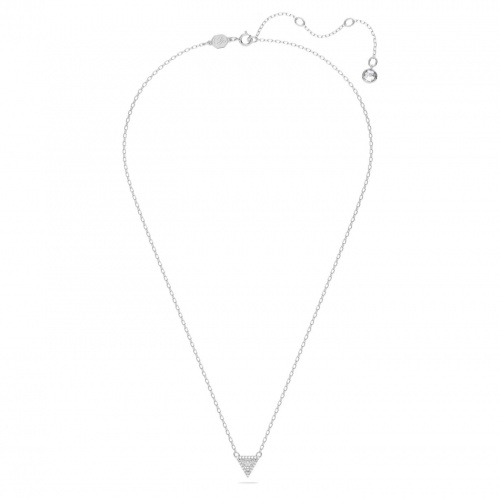 Ortyx necklace, Triangle cut, White, Rhodium plated