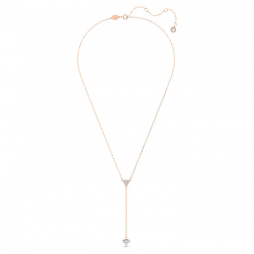 Ortyx Y necklace, Triangle cut, White, Rose gold-tone plated