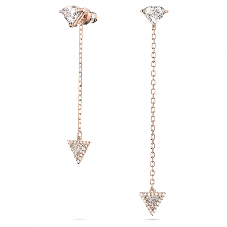 Ortyx drop earrings, Triangle cut, Asymmetric design, White