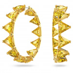 Ortyx hoop earrings, Triangle cut, Yellow, Gold-tone plated