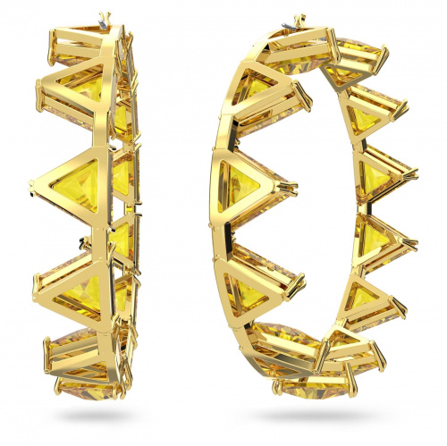 Ortyx hoop earrings, Triangle cut, Yellow, Gold-tone plated